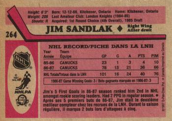 1987-88 O-Pee-Chee #264 Jim Sandlak Back