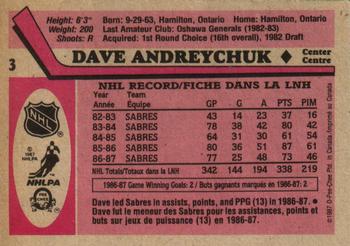 1987-88 O-Pee-Chee #3 Dave Andreychuk Back