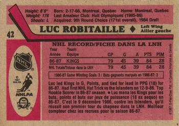 1987-88 O-Pee-Chee #42 Luc Robitaille Back