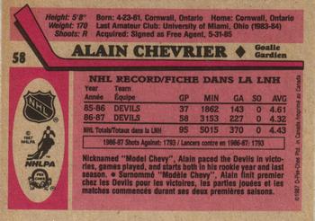 1987-88 O-Pee-Chee #58 Alain Chevrier Back