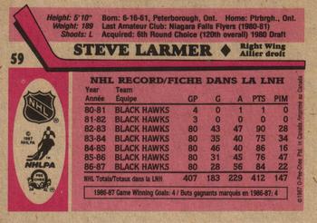 1987-88 O-Pee-Chee #59 Steve Larmer Back