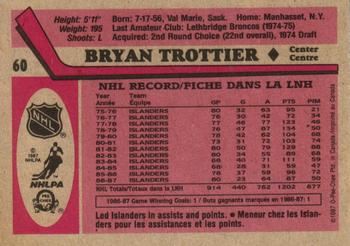 1987-88 O-Pee-Chee #60 Bryan Trottier Back