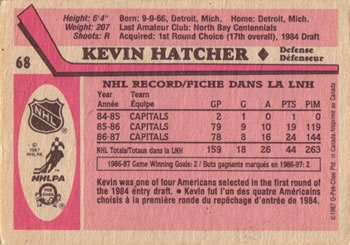 1987-88 O-Pee-Chee #68 Kevin Hatcher Back