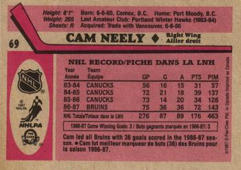1987-88 O-Pee-Chee #69 Cam Neely Back
