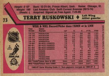 1987-88 O-Pee-Chee #73 Terry Ruskowski Back