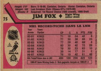 1987-88 O-Pee-Chee #75 Jim Fox Back