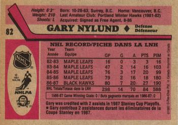 1987-88 O-Pee-Chee #82 Gary Nylund Back