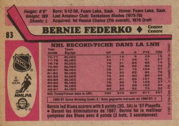 1987-88 O-Pee-Chee #83 Bernie Federko Back