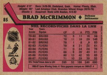 1987-88 O-Pee-Chee #85 Brad McCrimmon Back