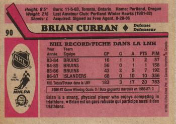 1987-88 O-Pee-Chee #90 Brian Curran Back
