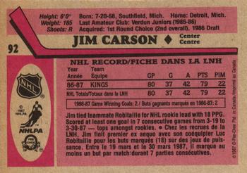 1987-88 O-Pee-Chee #92 Jimmy Carson Back
