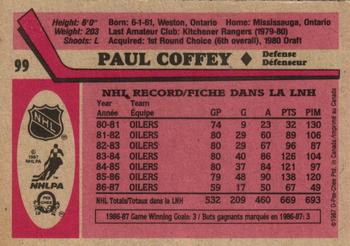 1987-88 O-Pee-Chee #99 Paul Coffey Back