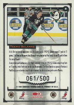 1997-98 Donruss Canadian Ice - Stanley Cup Scrapbook Framed #8 Teemu Selanne Back
