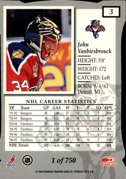 1997-98 Donruss Elite - Aspirations #3 John Vanbiesbrouck Back