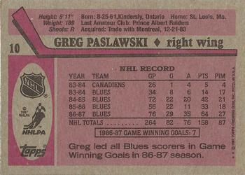 1987-88 Topps #10 Greg Paslawski Back