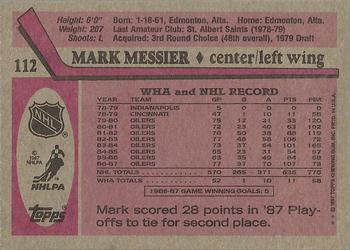 1987-88 Topps #112 Mark Messier Back