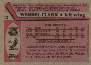 1987-88 Topps #12 Wendel Clark Back