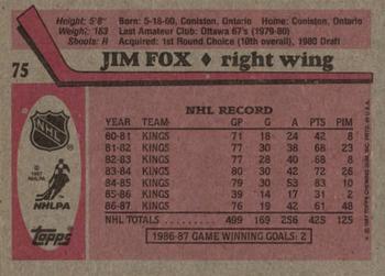 1987-88 Topps #75 Jim Fox Back