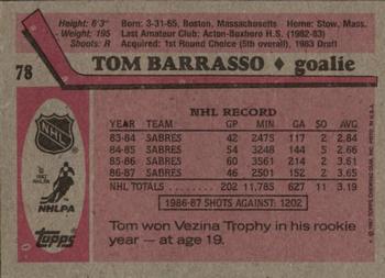 1987-88 Topps #78 Tom Barrasso Back