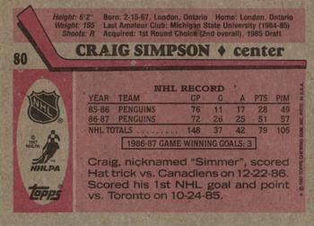1987-88 Topps #80 Craig Simpson Back