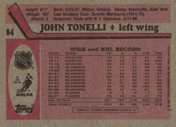 1987-88 Topps #84 John Tonelli Back