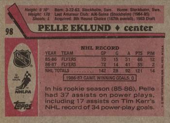 1987-88 Topps #98 Pelle Eklund Back