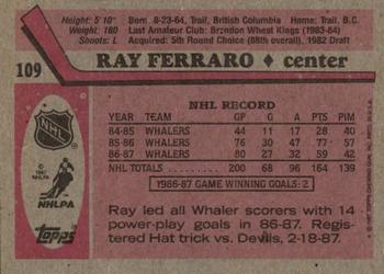 1987-88 Topps #109 Ray Ferraro Back
