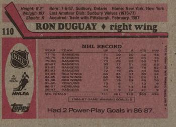 1987-88 Topps #110 Ron Duguay Back