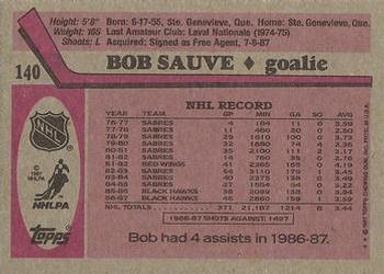 1987-88 Topps #140 Bob Sauve Back