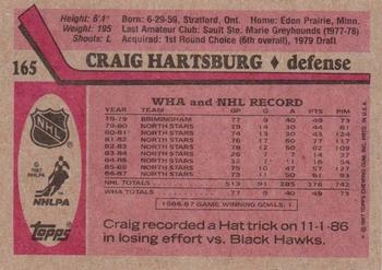 1987-88 Topps #165 Craig Hartsburg Back