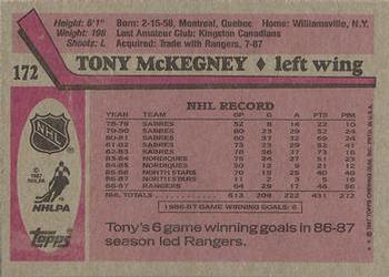 1987-88 Topps #172 Tony McKegney Back