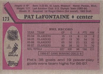1987-88 Topps #173 Pat LaFontaine Back