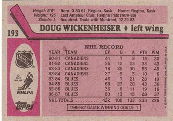 1987-88 Topps #193 Doug Wickenheiser Back