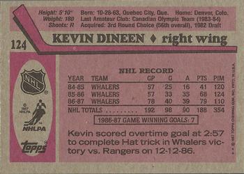 1987-88 Topps #124 Kevin Dineen Back