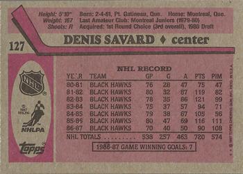 1987-88 Topps #127 Denis Savard Back