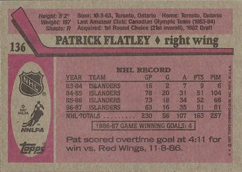 1987-88 Topps #136 Pat Flatley Back