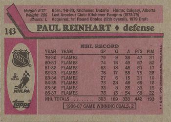 1987-88 Topps #143 Paul Reinhart Back