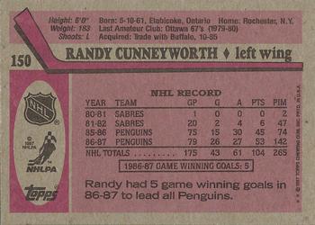 1987-88 Topps #150 Randy Cunneyworth Back