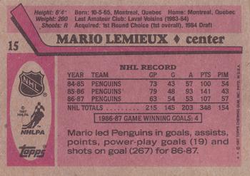 1987-88 Topps #15 Mario Lemieux Back