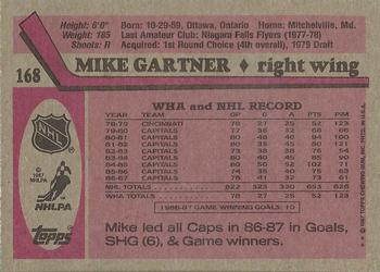 1987-88 Topps #168 Mike Gartner Back