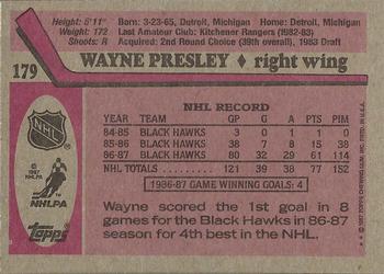 1987-88 Topps #179 Wayne Presley Back