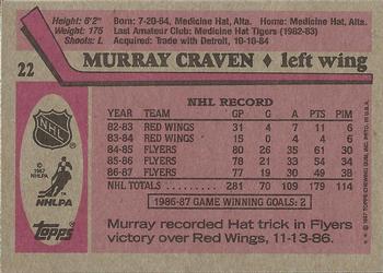 1987-88 Topps #22 Murray Craven Back