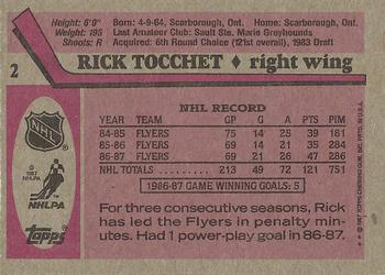 1987-88 Topps #2 Rick Tocchet Back