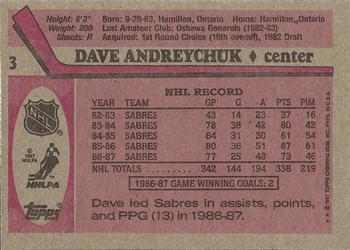 1987-88 Topps #3 Dave Andreychuk Back
