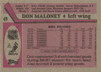 1987-88 Topps #49 Don Maloney Back