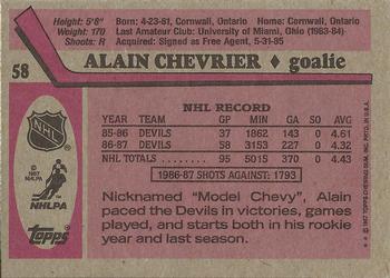 1987-88 Topps #58 Alain Chevrier Back