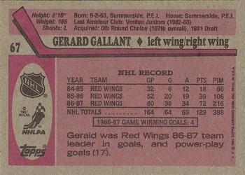 1987-88 Topps #67 Gerard Gallant Back