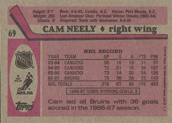 1987-88 Topps #69 Cam Neely Back