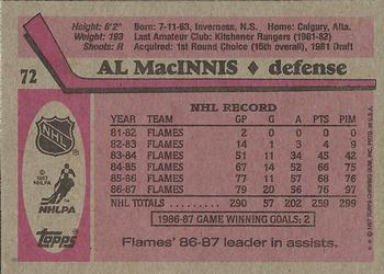 1987-88 Topps #72 Al MacInnis Back
