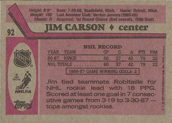 1987-88 Topps #92 Jimmy Carson Back